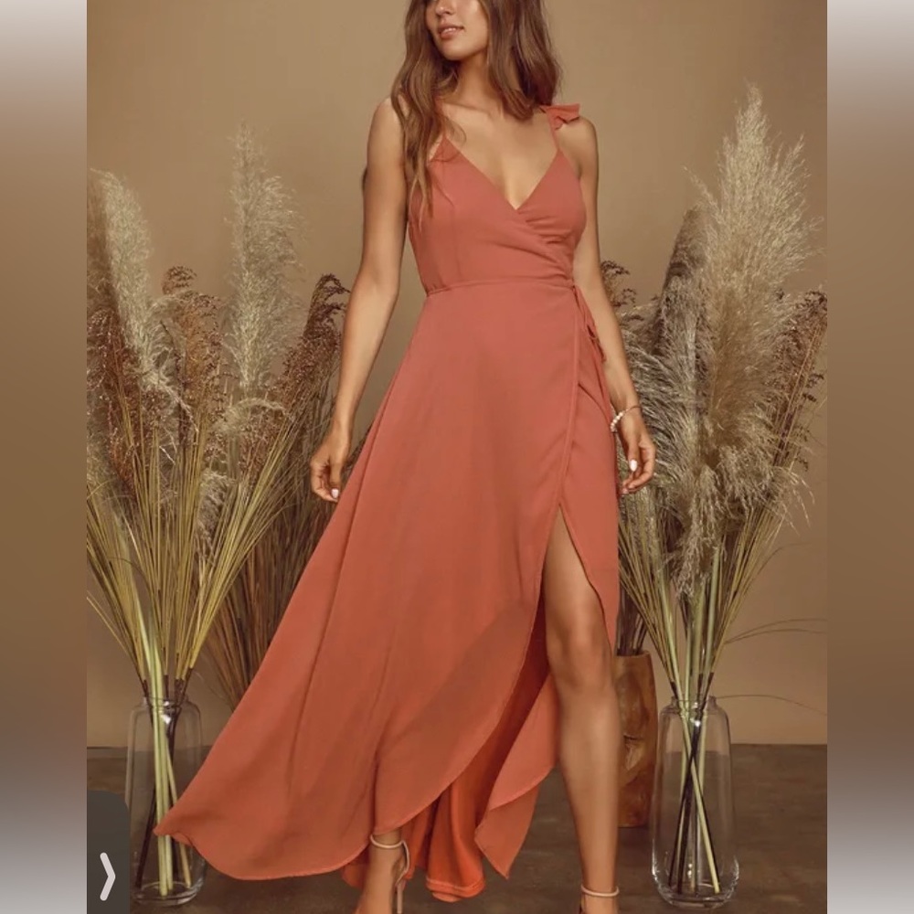 Lulu’s “here’s to us” high-low, wrap dress